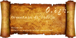 Orenstein Éliás névjegykártya